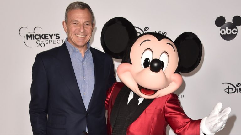 Bob Iger and Mickey Mouse attend Mickey's 90th Spectacular at The Shrine Auditorium on October 6, 2018 in Los Angeles, California