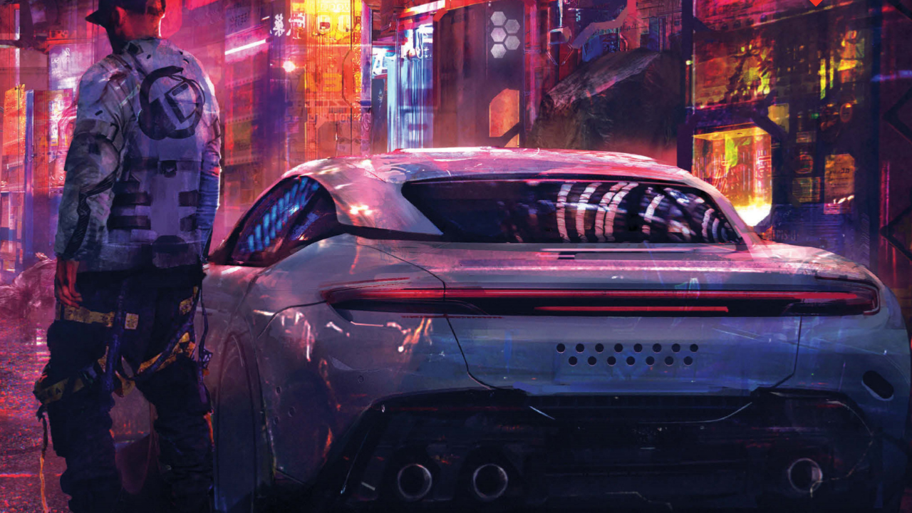 Image d'une voiture high-tech de l'univers Cyberpunk Red