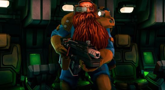 Deep Rock galactic survivor character in a jump ship solo