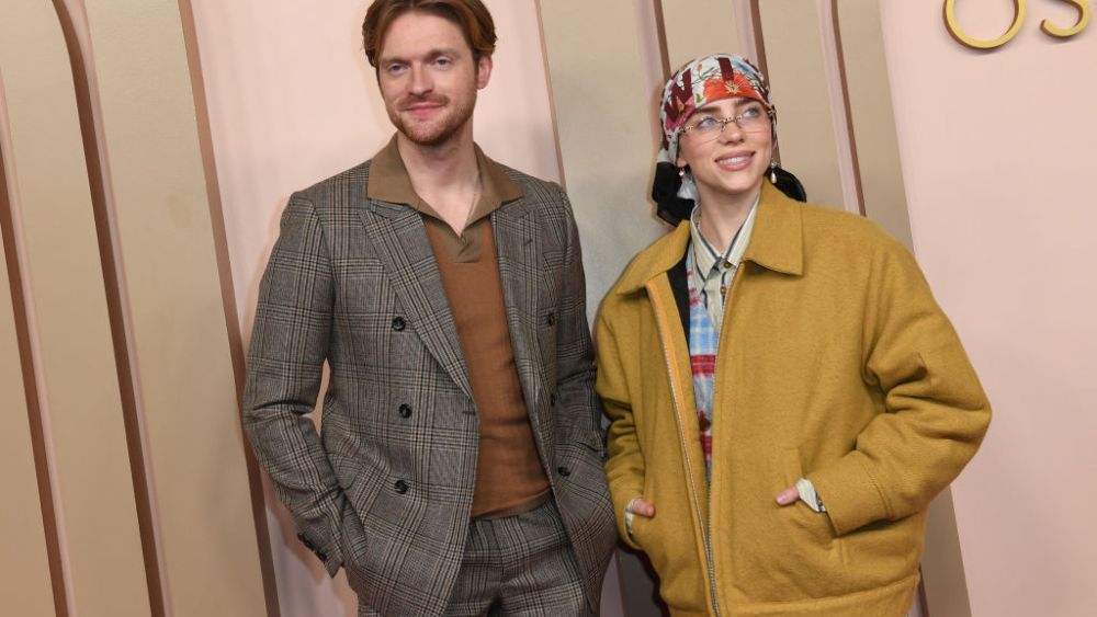 US singer-songwriter Finneas O'Connell (L) and US singer/songwriter Billie Eilish attend the Oscar Nominees Luncheon at the Beverly Hilton in Beverly Hills, California, on February 12, 2024. (Photo by Valerie MACON / AFP) (Photo by VALERIE MACON/AFP via Getty Images)