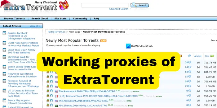 Liste de proxy ExtraTorrent de travail pour débloquer ExtraTorrent