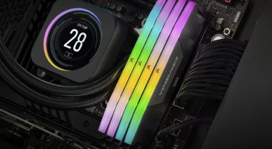 The Corsair Vengeance RGB DDR5-7000 in situ.