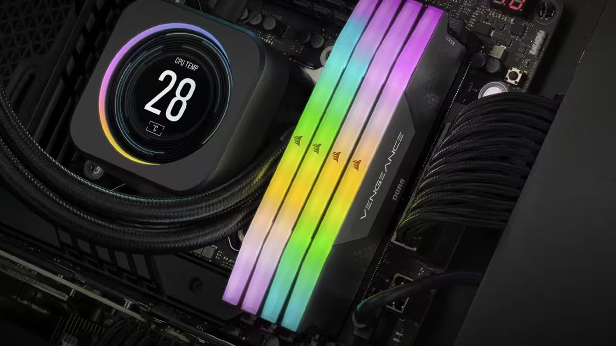 The Corsair Vengeance RGB DDR5-7000 in situ.