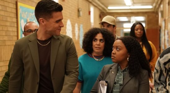 Josh Segarra and Quinta Brunson as Manny and Janine on Abbott Elementary.