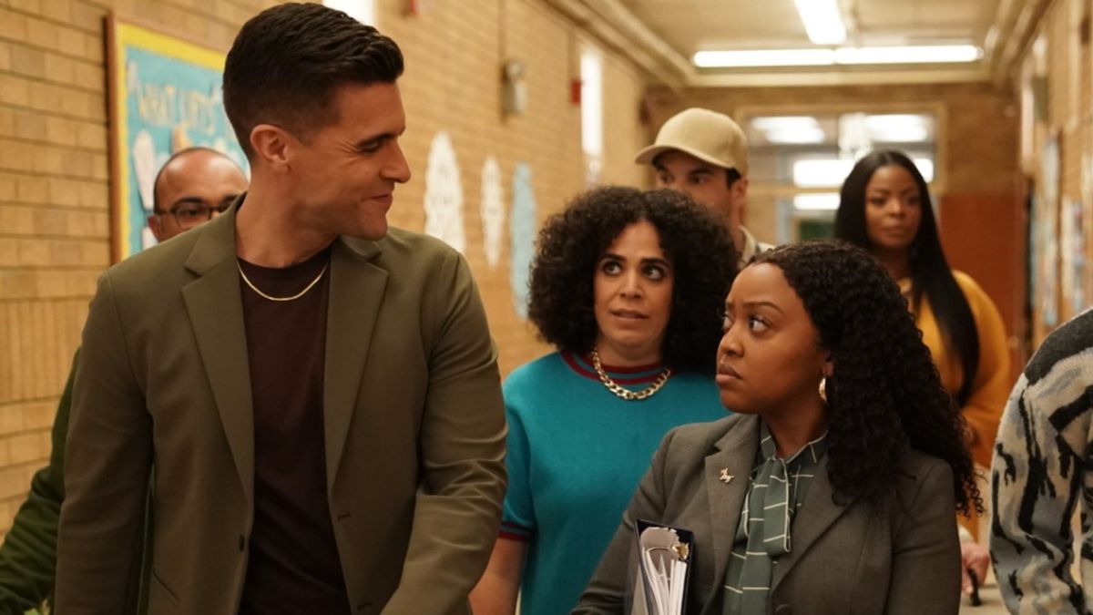 Josh Segarra and Quinta Brunson as Manny and Janine on Abbott Elementary.