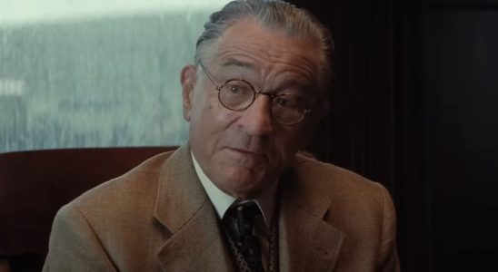 A screenshot of Robert De Niro looking to his left in Killers of the Flower Moon.