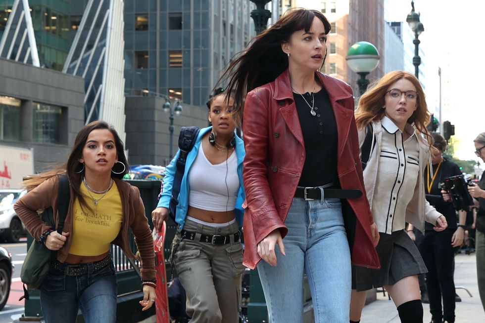 isabela merced, celeste o'connor, dakota johnson, sydney sweeney, madame web