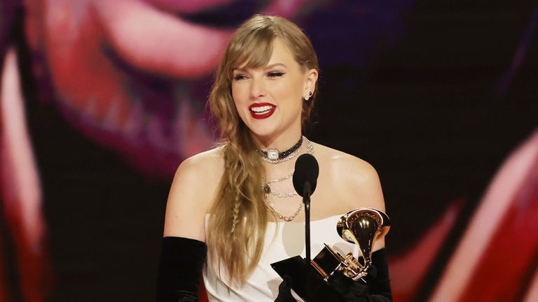 LOS ANGELES, CALIFORNIA - FEBRUARY 04: Taylor Swift accepts the Best Pop Vocal Album award for “Midnights” onstage during the 66th GRAMMY Awards at Crypto.com Arena on February 04, 2024 in Los Angeles, California. (Photo by Kevin Winter/Getty Images for The Recording Academy)