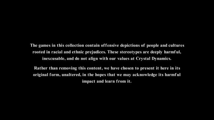 Avertissement Crystal Dynamics ajouté à Tomb Raider 1-3 Remastered pour discuter du contenu offensant du jeu.