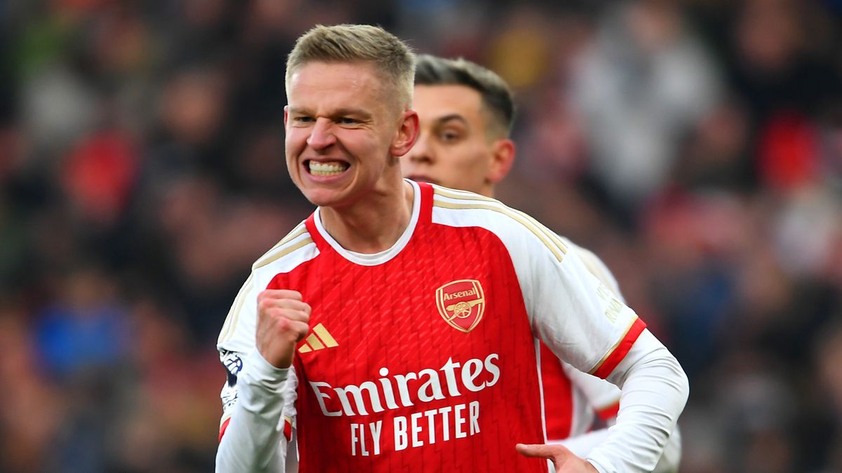 Ukrainian footballer Zinchenko celebrating.