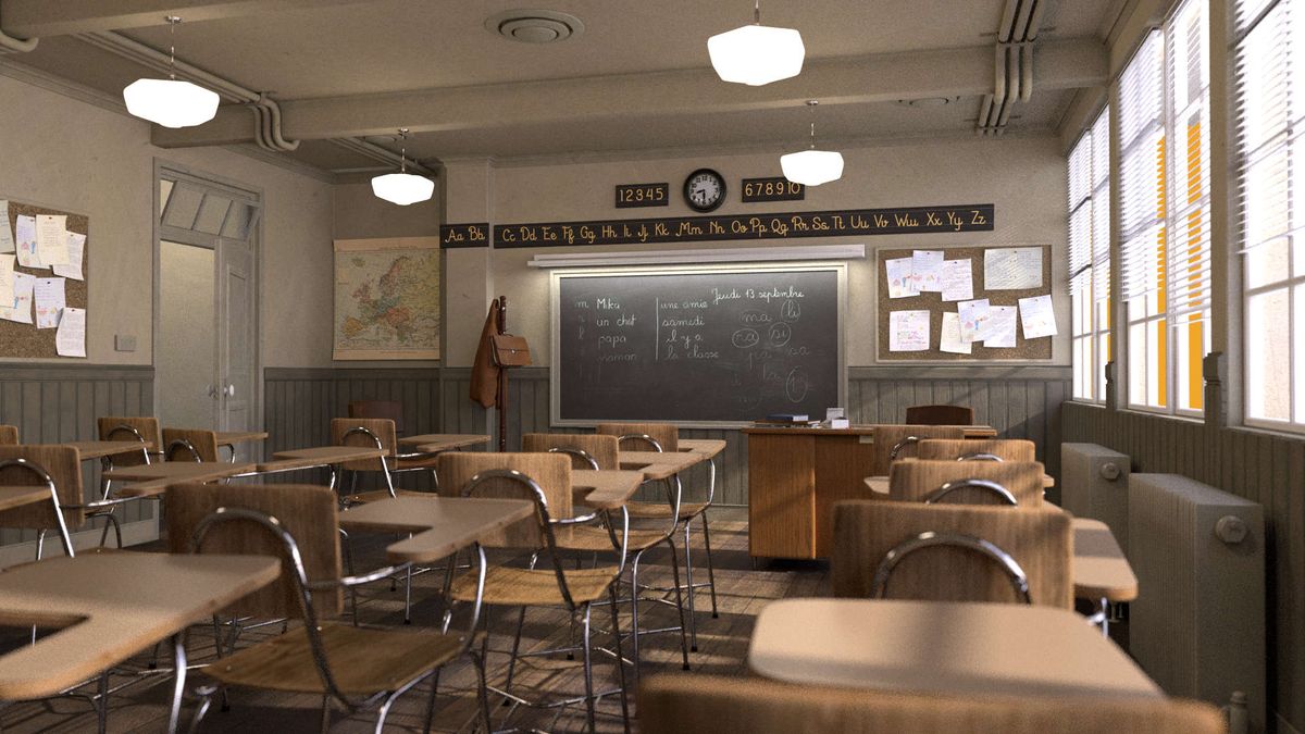 The classic Classroom developed by Christophe Seux for Blender