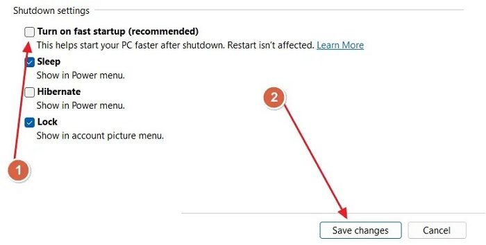 Désactiver le démarrage rapide à partir du panneau de configuration Windows