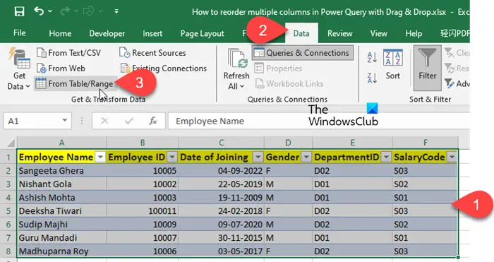 Ouverture de l'éditeur Power Query