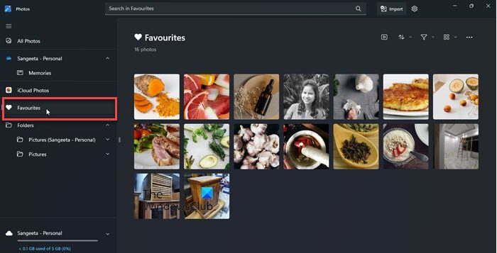 Dossier Favoris dans l'application Photos