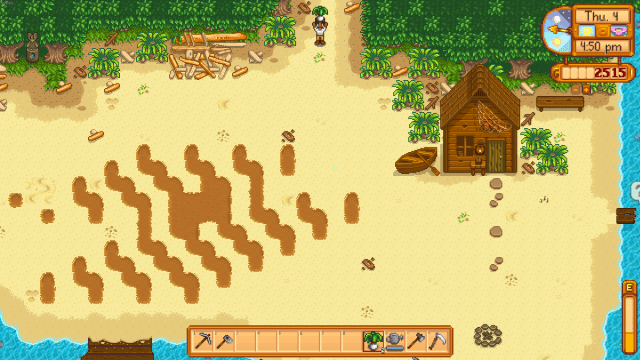 Des motifs étranges laissés dans le sable pour collecter rapidement de l'argile à Stardew Valley