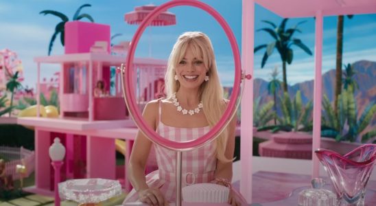 Margot Robbie in front of a mirror in the Barbie movie