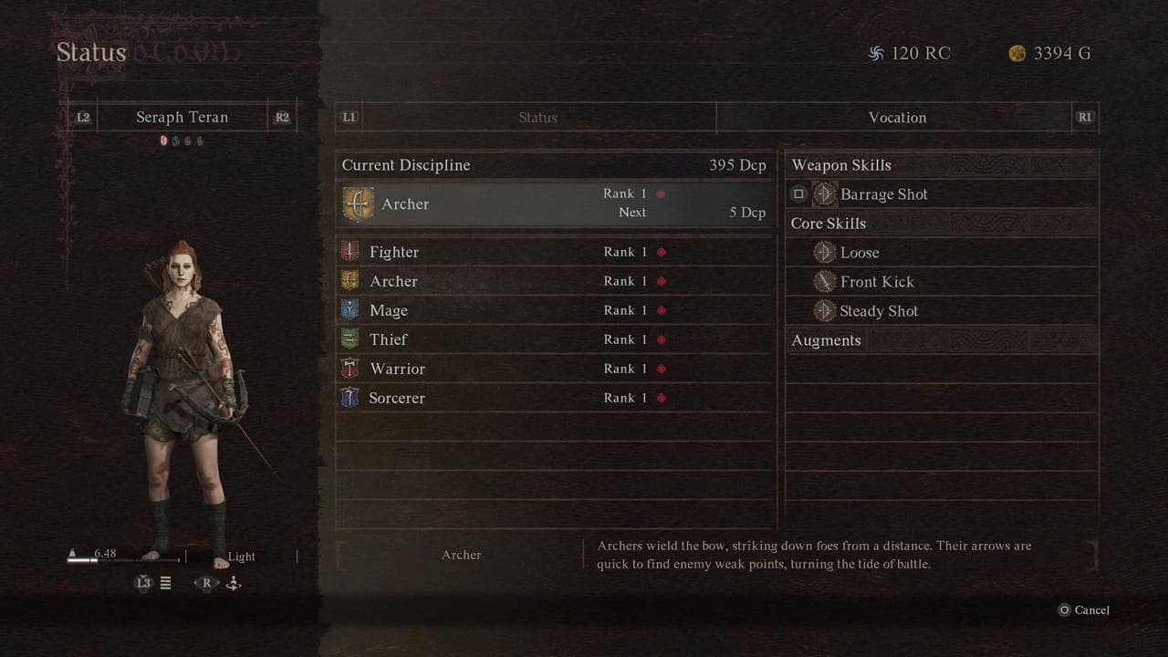 Dragons Dogma Meilleure construction de compétences d'armes d'archer : un menu de statistiques sur les compétences d'armes d'archer dans DD2