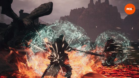 un guerrier jetant mirour shelde dans Dragons Dogma 2