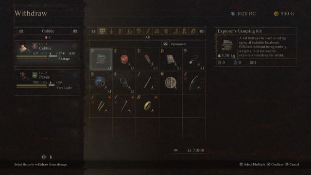 retirer des objets de l'auberge dans Dragons Dogma 2