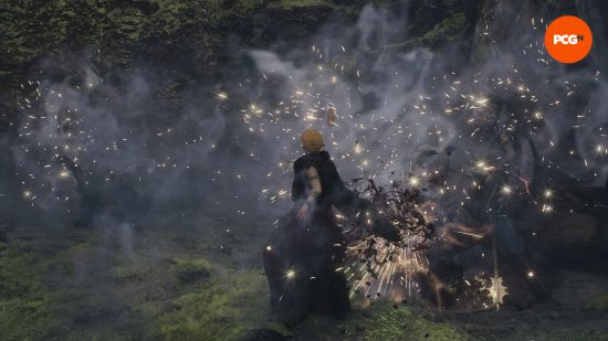 Dragons Dogma 2 Filou jetant le linceul suffocant enfumé