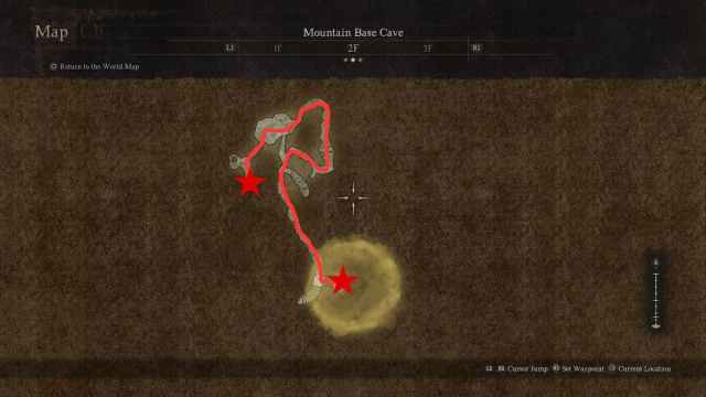 Chemin de la grotte de la base de la montagne dans Dragon's Dogma 2