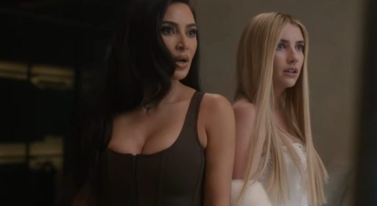 Kim Kardashian and Emma Roberts in