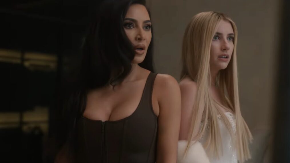 Kim Kardashian and Emma Roberts in 