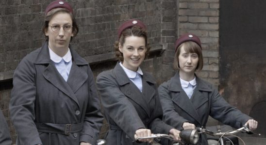 Miranda Hart, Jessica Raine, and Bryony Hannah of