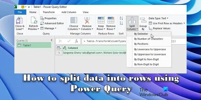 Comment diviser les données en lignes à l’aide de Power Query