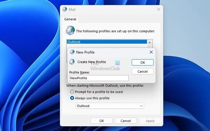 Nommer le nouveau profil Outlook