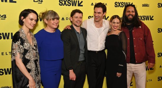 AUSTIN, TEXAS - MARCH 09: Daisy Ridley, producer Kate Solomon, director Sam Yates, writer and producer Tom Bateman, Matilda Lutz and Shazad Latif attend the "Magpie" world premiere during the 2024 SXSW Conference and Festival at Stateside at the Paramount on March 09, 2024 in Austin, Texas. (Photo by Daniel Boczarski/Getty Images for MAGPIE)