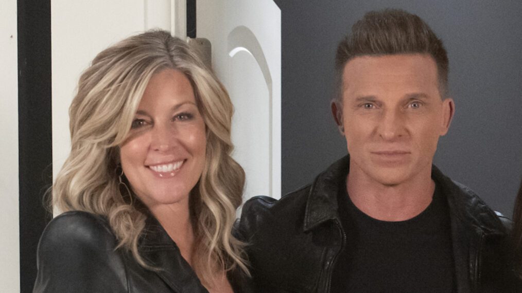 Laura Wright and Steve Burton on set of 