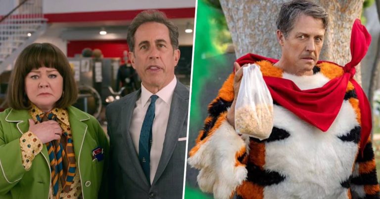 J’ai besoin que tout le monde voie Hugh Grant en colère dans un costume de Tony le Tigre dans la première bande-annonce du film Pop-Tarts de Jerry Seinfeld