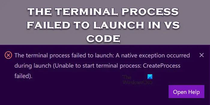 Le processus du terminal n’a pas pu se lancer dans VS Code