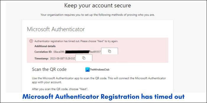 L’enregistrement de Microsoft Authenticator a expiré