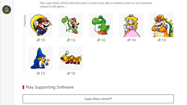 Icônes de Super Mario World Switch Online