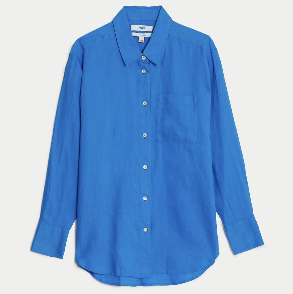 Chemise en lin bleu vif Marks and Spencer