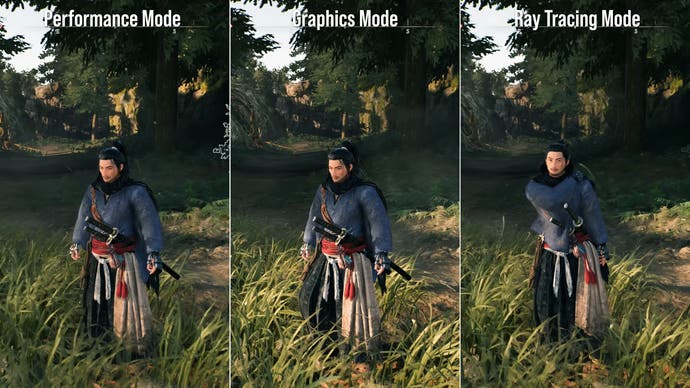 comparaison des modes dans Rise of Ronin : rt vs graphiques vs performances