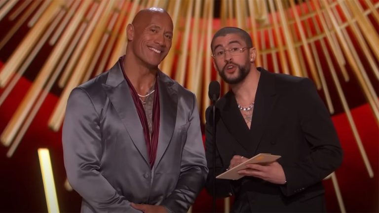 The Rock and Bad Bunny Present award to The Zone Of Interest at Oscars 2024.