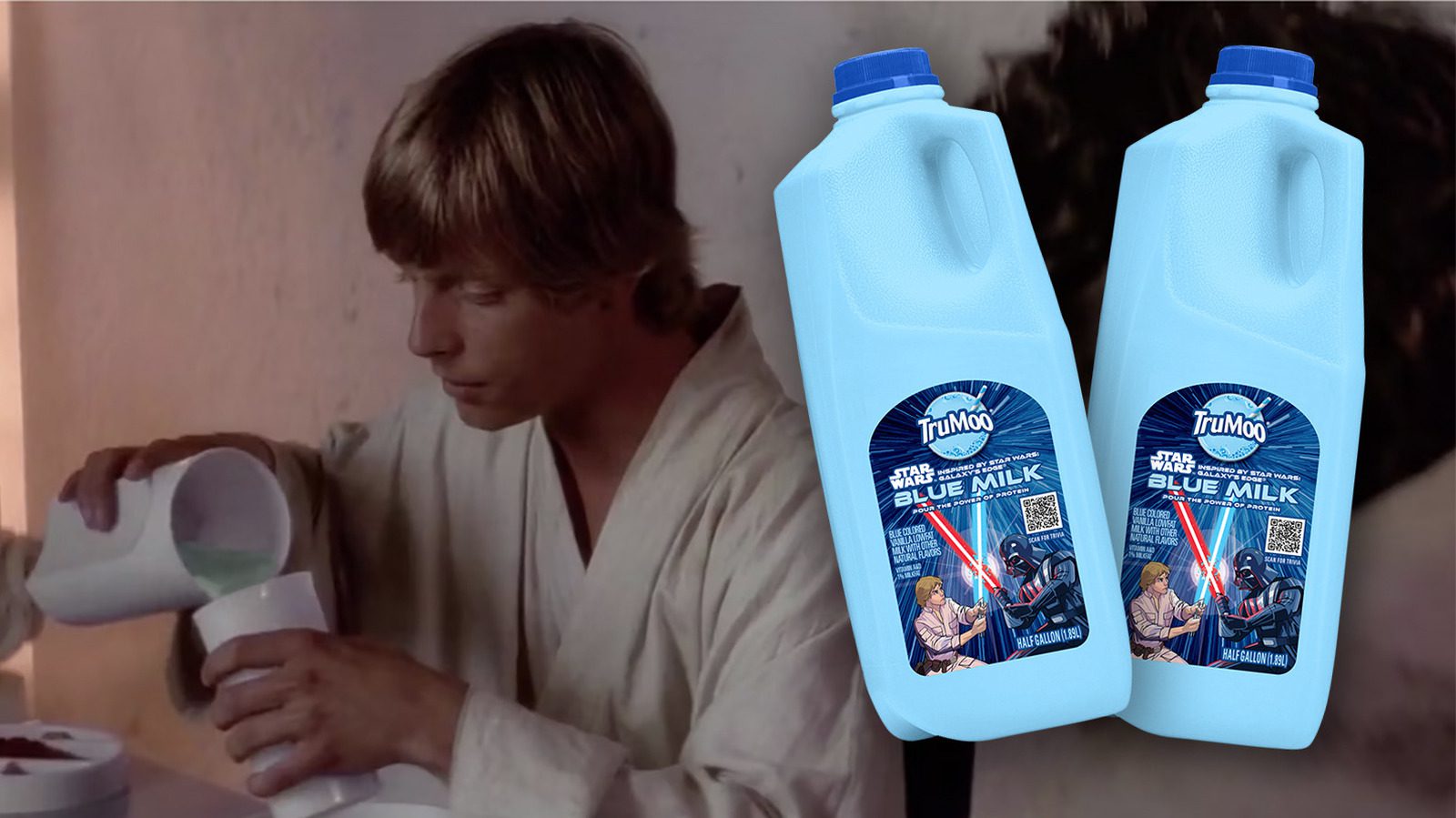 Trucs cool : le lait bleu officiel de Star Wars arrive dans votre réfrigérateur par TruMoo
