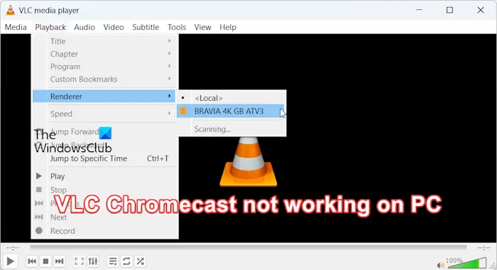 VLC Chromecast ne fonctionne pas sur un PC Windows