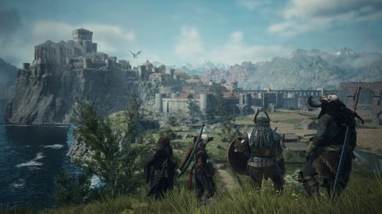 Carte Dragon's Dogma 2 : la ville de Vernworth vue de l'horizon