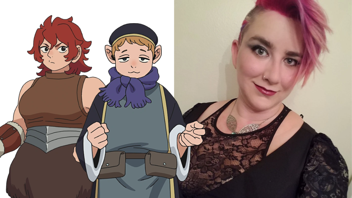 Le doubleur Marin Miller dans le rôle de Namari et Holm dans Delicious in Dungeon