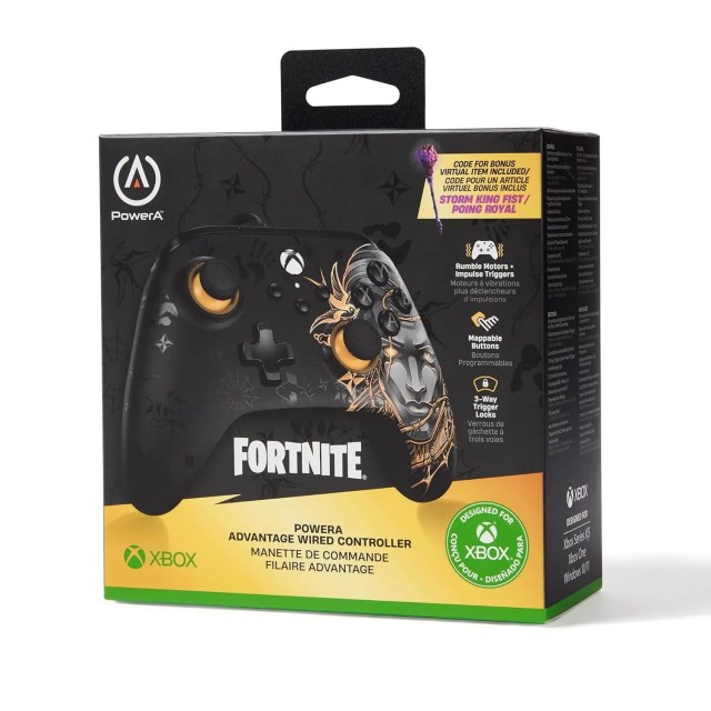 Manette filaire sur le thème PowerA Advantage Fortnite Midas pour Xbox Series X|S et Windows