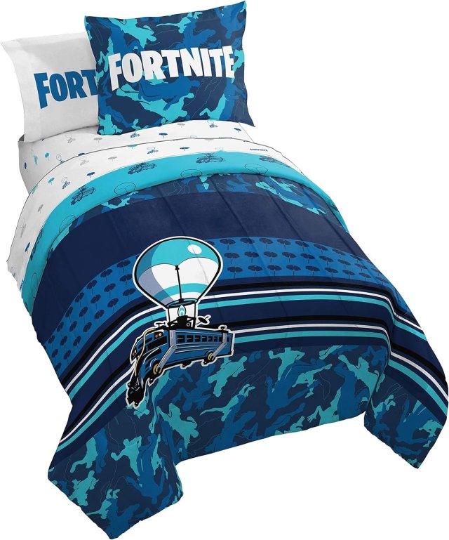 Ensemble de lit simple cinq pièces Fortnite Battle Bus