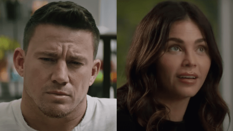 Channing Tatum in Dog/Jenna Dewan in The Rookie (side by side)