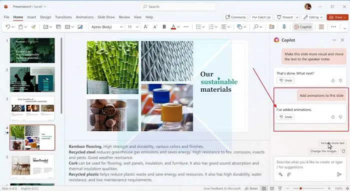 Ajouter des animations à une présentation PowerPoint à l'aide de Copilot Ai
