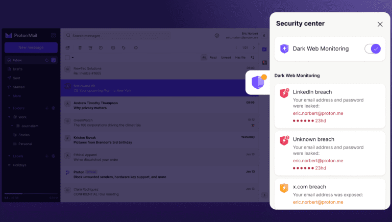 Les utilisateurs payants de Proton Mail recevront désormais des alertes si leurs informations ont été publiées sur le dark web
