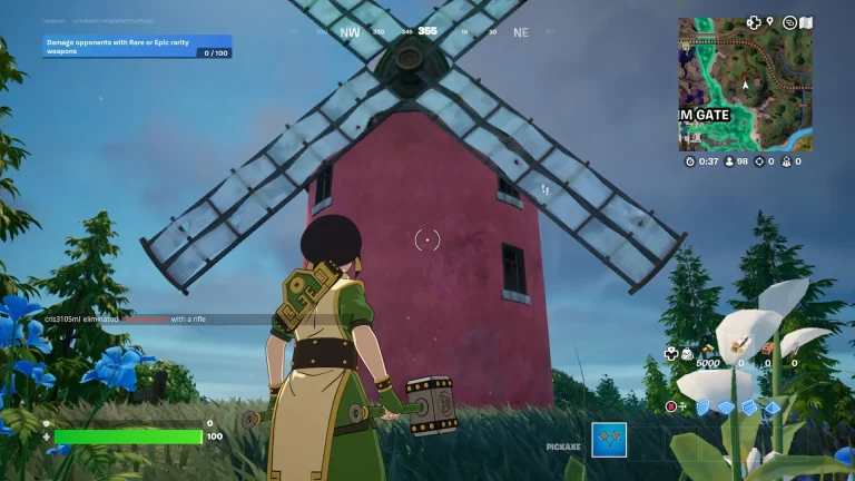 Toph at a Windmill in Fortnite.