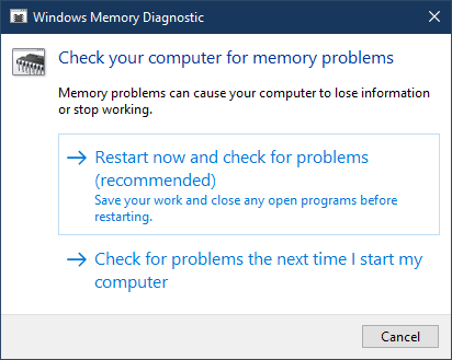 Outil de diagnostic de la mémoire Windows